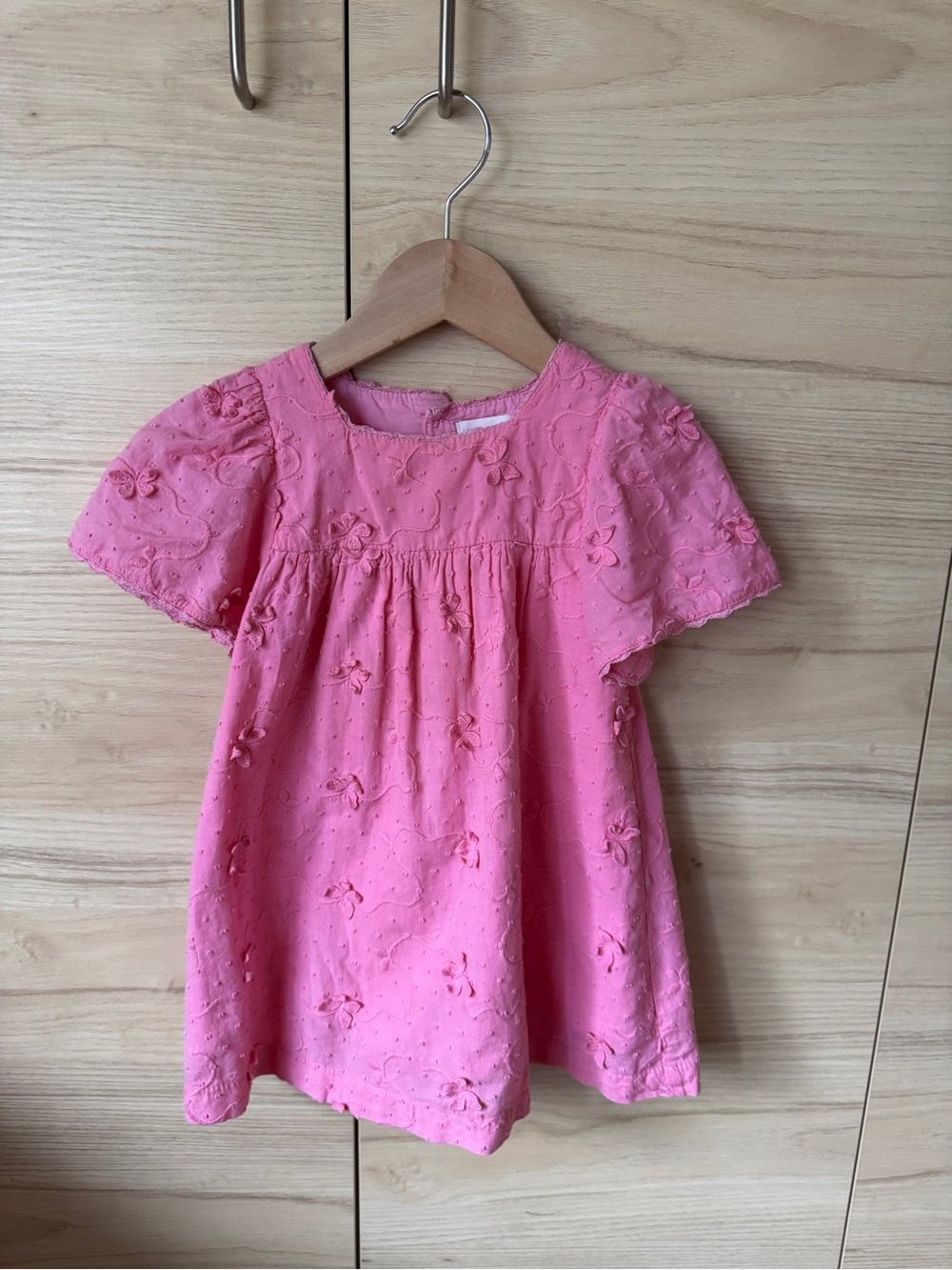 Zara Pink Embroidered Eyelet Short-Sleeve Blouse
